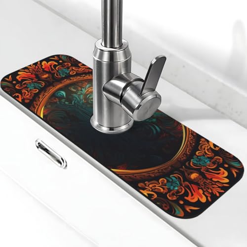 Fantastische Spiegel-Wasserhahn-Matte für Küchenspüle, super saugfähig, Spritzfänger, Kieselgur, schnell trocknend, Stein, Wasserhahngriff, Tropffänger-Tablett, Matte für Badezimmer, Waschbecken von WLKSNBVD