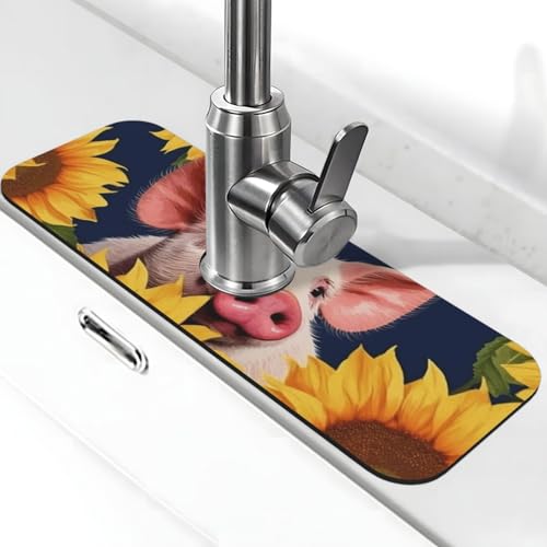 Lächelnde Wasserhahnmatte für Küchenspüle, super saugfähig, Spritzfänger, Kieselgur, schnell trocknend, Stein, Wasserhahngriff, Tropffänger-Tablett, Matte für Badezimmer, Waschbecken, Trockenpad, 38,1 von WLKSNBVD