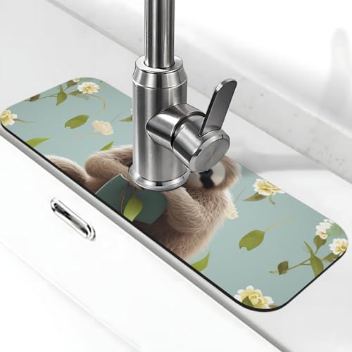 Niedliche Faultier-Wasserhahnmatte für Küchenspüle, super saugfähig, Spritzfänger, Kieselgur, schnell trocknender Stein, Wasserhahngriff, Tropffänger-Tablett, Matte für Badezimmer, Waschbecken Niedliche Faultier-Wasserhahnmatte für Küchenspüle, super saugfähig, Spritzfänger, Kieselgur, schnell trocknender Stein, Wasserhahngriff, Tropffänger-Tablett, Matte für Badezimmer, Waschbecken von WLKSNBVD