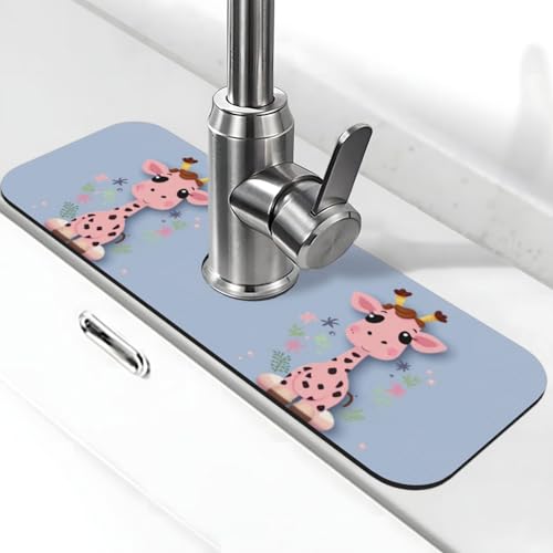 Niedliche rosa Giraffen-Wasserhahnmatte für Küchenspüle, super saugfähig, Spritzfänger, Kieselgur, schnell trocknender Stein, Wasserhahngriff, Tropffänger-Tablett, Matte für Badezimmer, Waschbecken Niedliche rosa Giraffen-Wasserhahnmatte für Küchenspüle, super saugfähig, Spritzfänger, Kieselgur, schnell trocknender Stein, Wasserhahngriff, Tropffänger-Tablett, Matte für Badezimmer, Waschbecken von WLKSNBVD