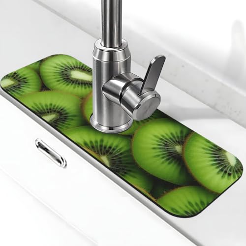 Slices of Fresh Ripe Wasserhahnmatte für Küchenspüle, super saugfähig, Spritzfänger, Kieselgur, schnell trocknender Stein, Wasserhahngriff, Tropffänger-Tablett, Matte für Badezimmer, Spüle, Trockenpad von WLKSNBVD