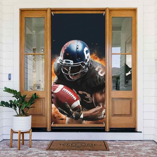 Türabdeckung, cooles American Football-Türbanner Willkommens-Türdekoration, Hofbanner, Schild, Foto-Hintergrund, Veranda, Banner, Frühling, Sommer, saisonale Party-Dekoration, Innen- und Außenbereich von WLKSNBVD