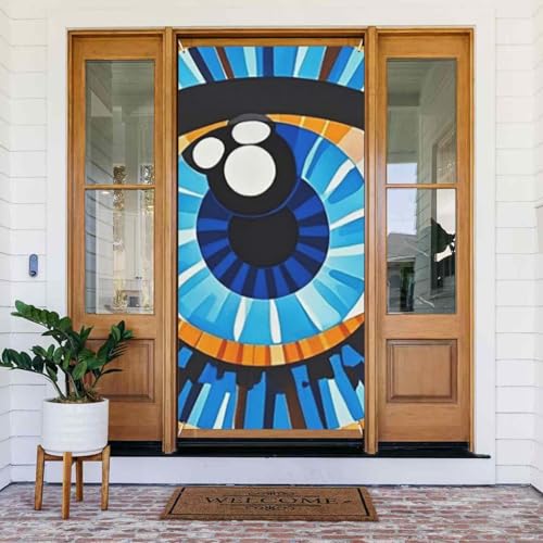 Türabdeckung Böser Blick Türbanner Willkommens-Türdekoration Hofbanner Schild Foto Hintergrund Veranda Banner Frühling Sommer saisonale Party Dekor Indoor Outdoor Türvorhang 80 x 183 cm von WLKSNBVD