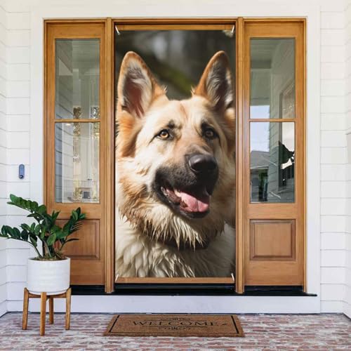 Türabdeckung Deutscher Schäferhund Türbanner Willkommens-Türdekoration Hofbanner Schild Foto Hintergrund Veranda Banner Frühling Sommer saisonale Party Dekor Indoor Outdoor Türvorhang 80 x 183 cm von WLKSNBVD