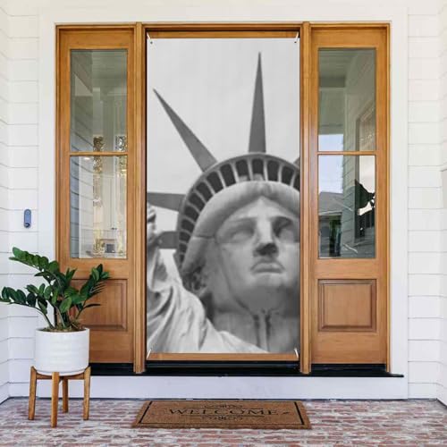 Türabdeckung Freiheitsstatue Türbanner Willkommens-Türdekoration Hofbanner Schild Foto Hintergrund Veranda Banner Frühling Sommer saisonale Party Dekor Indoor Outdoor Türvorhang 80 x 183 cm von WLKSNBVD