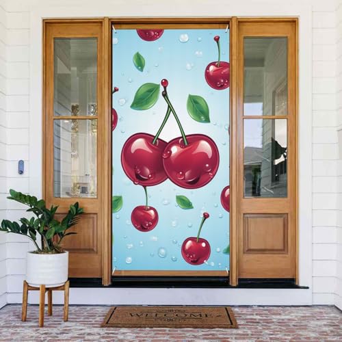 Türabdeckung Kirsche Türbanner Willkommens-Türdekoration Hofbanner Schild Foto Hintergrund Veranda Banner Frühling Sommer saisonale Party Dekor Indoor Outdoor Türvorhang 80 x 183 cm von WLKSNBVD