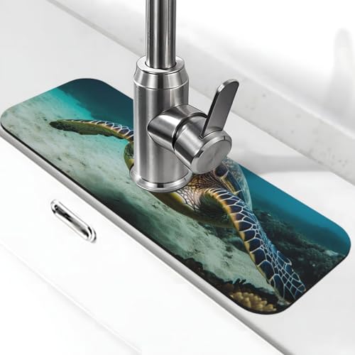 Unterwasser-Tauch-Matte für Küchenspüle, super saugfähig, Spritzfänger, Kieselgur, schnell trocknend, Stein, Wasserhahngriff, Tropffänger, Matte für Badezimmer, Waschbecken, Abtropfmatte, 38,1 x 14 cm von WLKSNBVD