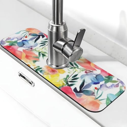 Wasserfarben-Matte für Küchenspüle, super saugfähig, Spritzfänger, Kieselgur, schnell trocknend, Stein, Wasserhahngriff, Tropffänger-Tablett, Matte für Badezimmer, Waschbecken, Trockenpad, 38,1 x 14 von WLKSNBVD