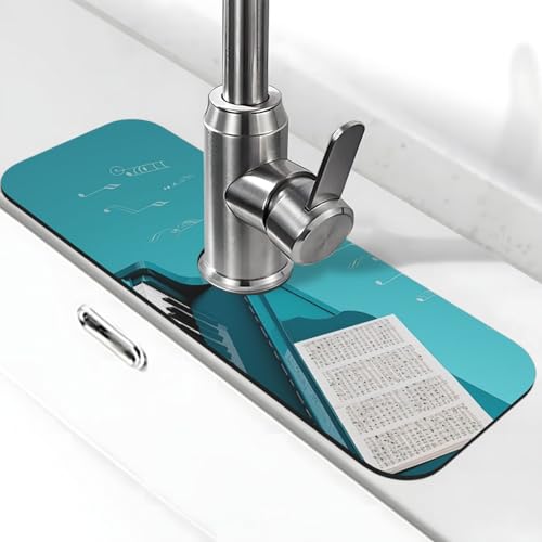Wasserhahn Matte für Küchenspüle, super saugfähig, Spritzfänger, Kieselgur, schnell trocknend, Stein, Wasserhahngriff, Tropffänger-Tablett, Matte für Badezimmer, Waschbecken, Abtropfmatte, 38,1 x 14 Wasserhahn Matte für Küchenspüle, super saugfähig, Spritzfänger, Kieselgur, schnell trocknend, Stein, Wasserhahngriff, Tropffänger-Tablett, Matte für Badezimmer, Waschbecken, Abtropfmatte, 38,1 x 14 von WLKSNBVD