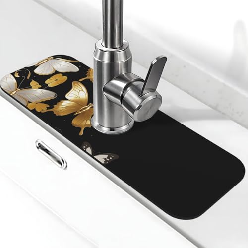 Wasserhahn-Matte für Küchenspüle, super saugfähig, Spritzfänger, Kieselgur, schnell trocknend, Stein, Wasserhahngriff, Tropffänger-Tablett, Matte für Badezimmer, Waschbecken, Trockenpad, 38,1 x 14 cm von WLKSNBVD