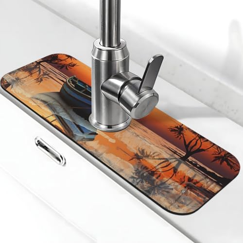 Wasserhahnmatte für Küchenspüle, super saugfähig, Spritzfänger, Kieselgur, schnell trocknend, Stein, Wasserhahngriff, Tropffänger-Tablett, Matte für Badezimmer, Waschbecken, Abtropfmatte, 38,1 x 14 cm von WLKSNBVD