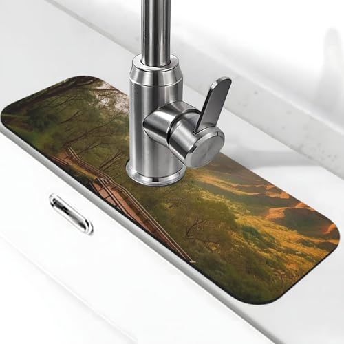 Wilderness Park Wasserhahnmatte für Küchenspüle, super saugfähig, Spritzfänger, Kieselgur, schnell trocknend, Stein, Wasserhahngriff, Tropffänger-Tablett, Matte für Badezimmer, Waschbecken, Trockenpad von WLKSNBVD