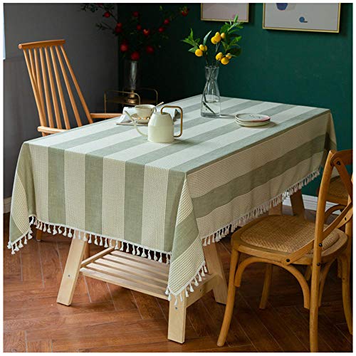 Tischdecke Rechteck, 115x300cm, Grün Faltenfreie Tischdecke, Quaste Tischdecken Waschbar, Dekoration Tischdecke für Kitchen Dining Restaurant Party von WLL