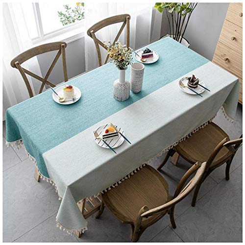 WLI Rechteckige Tischdecke, 80x120cm, Grün Baumwolltuch-Tischdecke mit Quaste Dekorative, waschbare staubdichte Couchtischabdeckung für Esszimmer Küchengarten von WLL