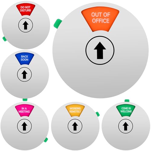 Büro-Türschild, 6 Optionen, drehbar, mit Aufschrift "Do Not Disturb/Come in Welcome/Out of Office/In a Meeting/Back Soon/Working Remotely for Offices", 15,2 cm Büro-Türschild, 6 Optionen, drehbar, mit Aufschrift "Do Not Disturb/Come in Welcome/Out of Office/In a Meeting/Back Soon/Working Remotely for Offices", 15,2 cm von WLLHYF