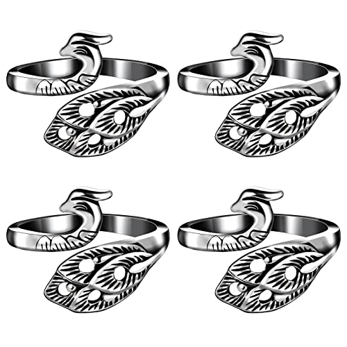 WLLHYF 4Pcs Häkelring Einstellbare Strickschlaufe Häkelring für Finger Garn Pfauenring Schlangenförmiger offener Ring Metall Offene Garnführung Fingerhalter Stricken Fingerhüte Zubehör von WLLHYF