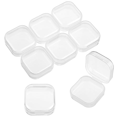 WLLHYF 8 Stück kleine transparente Kunststoff-Perlen-Aufbewahrungsbehälter, kleine Kunststoff-Perlenaufbewahrung mit Scharnierdeckel, Bastelbedarf, Perlen-Organizer, transparente Box für von WLLHYF