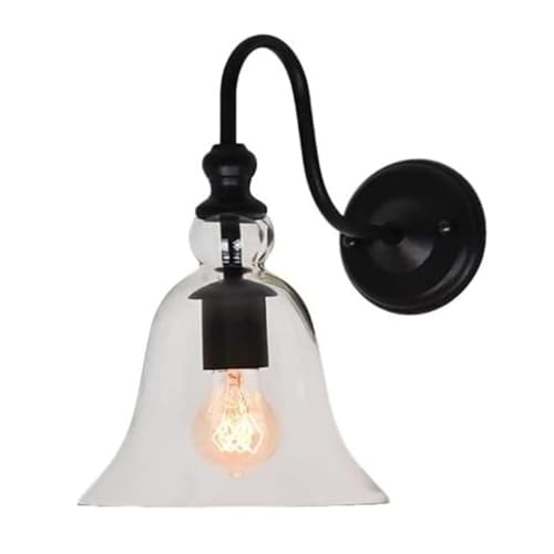 Retro-Wandleuchte aus schwarzem Metall, Lampenschirm aus transparentem Glas, Wandleuchte für Bar, Unterboden, Innenbeleuchtung von WLLWHF