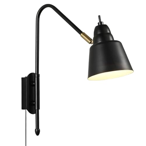 Wandleuchte Verstellbare Schwenkarm, Retro Industrielle Metall Wandleuchte Nachttischlampe für Schlafzimmer Wohnzimmer Büro (Gold) von WLLWHF