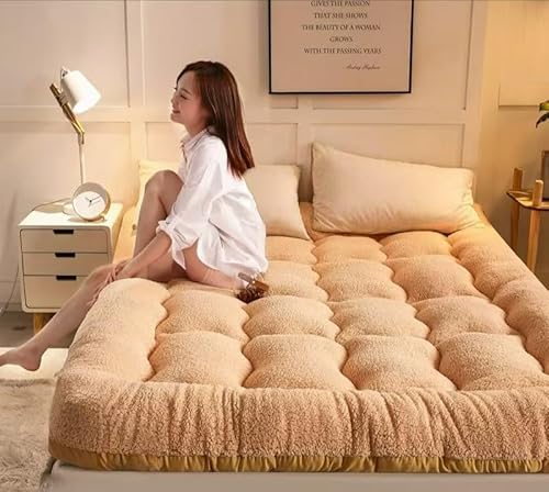 Doppelbett-Matratze im japanischen Stil, Wollmatratze, Klappmatratze (für Studentenwohnheime), Bettdecke, natürliche Tatami-Klappbettwäsche, (Camel, 90 * 200cm) von WLLWMYLY