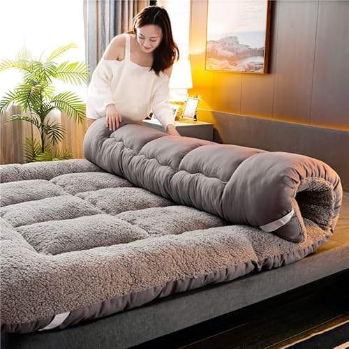 Doppelbett-Matratze im japanischen Stil, Wollmatratze, Klappmatratze (für Studentenwohnheime), Bettdecke, natürliche Tatami-Klappbettwäsche, (Grau, 180 * 200cm) von WLLWMYLY