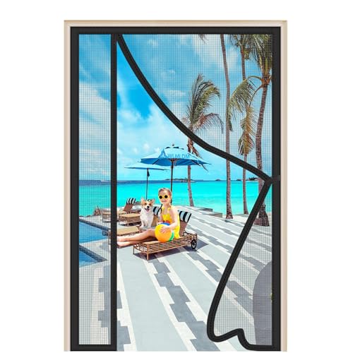 Magnet Fliegengitter Fenster Schwarz 215x240cm Magnetvorhang Fliegennetz Moskitonetz Insektenschutz Magnetvorhang für Fenstertüren Terrassentüren von WLMLDM