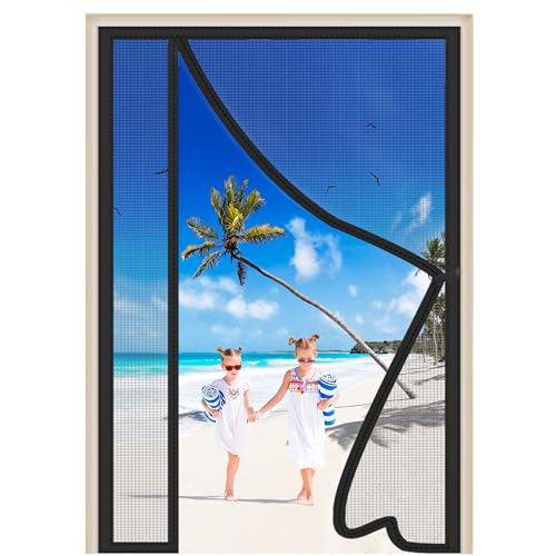 Seitliche Öffnung Fliegengitter Tür Magnet 125x265cm Magnetisches Moskitonetz Insektenschutz Vorhang Moskitonetz türe Magnetische Adsorption Faltbar Ohne Bohren für Balkontür Terrassentür Schwarz von WLMLDM