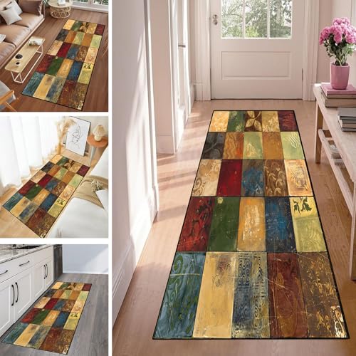 WLNYQF Läufer Flur Küche Waschbar rutschfest 100x200cm Retro Buntes Karomuster Küchenteppich Flurteppich Teppich Fur Korridor Wohnzimmer Schlafzimmer Meterware Anpassbar Breite 40-120cm WLNYQF Läufer Flur Küche Waschbar rutschfest 100x200cm Retro Buntes Karomuster Küchenteppich Flurteppich Teppich Fur Korridor Wohnzimmer Schlafzimmer Meterware Anpassbar Breite 40-120cm von WLNYQF