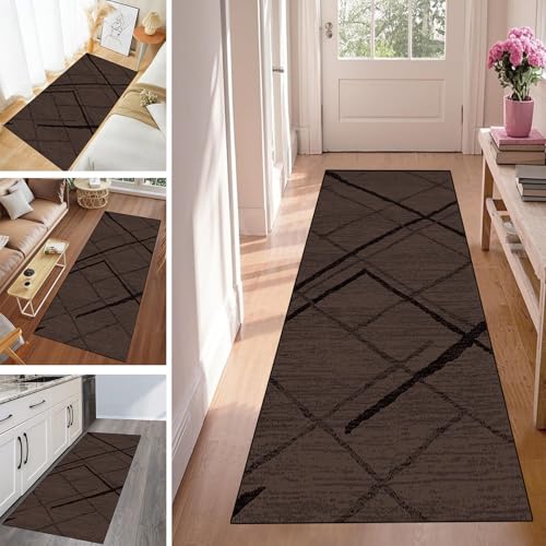 WLNYQF Läufer Flur Küche Waschbar rutschfest 100x350cm Braune Streifen Küchenteppich Flurteppich Teppich Fur Korridor Wohnzimmer Schlafzimmer Meterware Anpassbar Breite 40-120cm WLNYQF Läufer Flur Küche Waschbar rutschfest 100x350cm Braune Streifen Küchenteppich Flurteppich Teppich Fur Korridor Wohnzimmer Schlafzimmer Meterware Anpassbar Breite 40-120cm von WLNYQF