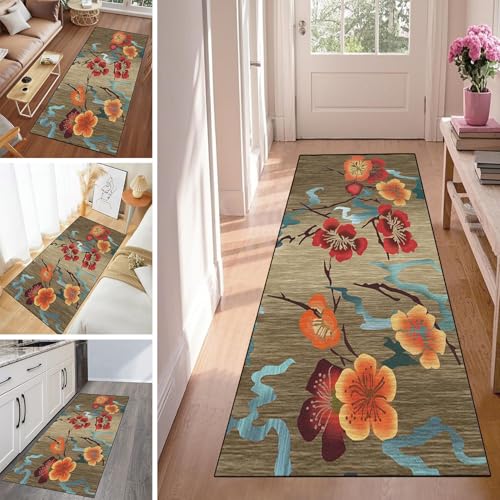 WLNYQF Läufer Flur Küche Waschbar rutschfest 120x160cm Rotes und Gelbes Blumenmuster Küchenteppich Flurteppich Teppich Fur Korridor Wohnzimmer Schlafzimmer Meterware Anpassbar Breite 40-120cm WLNYQF Läufer Flur Küche Waschbar rutschfest 120x160cm Rotes und Gelbes Blumenmuster Küchenteppich Flurteppich Teppich Fur Korridor Wohnzimmer Schlafzimmer Meterware Anpassbar Breite 40-120cm von WLNYQF
