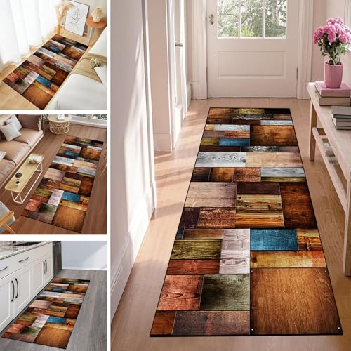 WLNYQF Läufer Flur Küche Waschbar rutschfest 120x200cm Bunte Holzplatten Küchenteppich Flurteppich Teppich Fur Korridor Wohnzimmer Schlafzimmer Meterware Anpassbar Breite 40-120cm WLNYQF Läufer Flur Küche Waschbar rutschfest 120x200cm Bunte Holzplatten Küchenteppich Flurteppich Teppich Fur Korridor Wohnzimmer Schlafzimmer Meterware Anpassbar Breite 40-120cm von WLNYQF