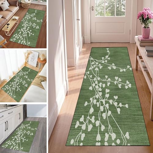 WLNYQF Läufer Flur Küche Waschbar rutschfest 120x500cm Herz Retro Blätter Grün Küchenteppich Flurteppich Teppich Fur Korridor Wohnzimmer Schlafzimmer Meterware Anpassbar Breite 40-120cm WLNYQF Läufer Flur Küche Waschbar rutschfest 120x500cm Herz Retro Blätter Grün Küchenteppich Flurteppich Teppich Fur Korridor Wohnzimmer Schlafzimmer Meterware Anpassbar Breite 40-120cm von WLNYQF