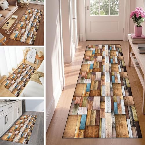 WLNYQF Läufer Flur Küche Waschbar rutschfest 120x600cm Farbige Holzbrettschleife Küchenteppich Flurteppich Teppich Fur Korridor Wohnzimmer Schlafzimmer Meterware Anpassbar Breite 40-120cm WLNYQF Läufer Flur Küche Waschbar rutschfest 120x600cm Farbige Holzbrettschleife Küchenteppich Flurteppich Teppich Fur Korridor Wohnzimmer Schlafzimmer Meterware Anpassbar Breite 40-120cm von WLNYQF