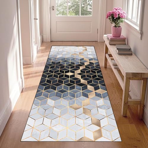 WLNYQF Läufer Flur Küche Waschbar rutschfest 40x200cm Plaid schwarz blau weiß Küchenteppich Flurteppich Teppich Fur Korridor Wohnzimmer Schlafzimmer Meterware Anpassbar Breite 40-120cm WLNYQF Läufer Flur Küche Waschbar rutschfest 40x200cm Plaid schwarz blau weiß Küchenteppich Flurteppich Teppich Fur Korridor Wohnzimmer Schlafzimmer Meterware Anpassbar Breite 40-120cm von WLNYQF