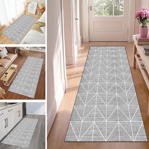 WLNYQF Läufer Flur Küche Waschbar rutschfest 60x80cm Graue Dreieckstreifen Küchenteppich Flurteppich Teppich Fur Korridor Wohnzimmer Schlafzimmer Meterware Anpassbar Breite 40-120cm WLNYQF Läufer Flur Küche Waschbar rutschfest 60x80cm Graue Dreieckstreifen Küchenteppich Flurteppich Teppich Fur Korridor Wohnzimmer Schlafzimmer Meterware Anpassbar Breite 40-120cm von WLNYQF