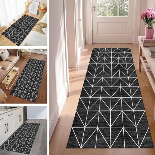 WLNYQF Läufer Flur Küche Waschbar rutschfest 80x200cm Schwarze Dreieckstreifen Küchenteppich Flurteppich Teppich Fur Korridor Wohnzimmer Schlafzimmer Meterware Anpassbar Breite 40-120cm WLNYQF Läufer Flur Küche Waschbar rutschfest 80x200cm Schwarze Dreieckstreifen Küchenteppich Flurteppich Teppich Fur Korridor Wohnzimmer Schlafzimmer Meterware Anpassbar Breite 40-120cm von WLNYQF
