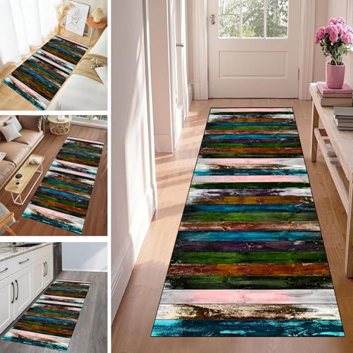 WLNYQF Läufer Flur Küche Waschbar rutschfest 90x150cm Blau-Grün-Braune Holzplatte Küchenteppich Flurteppich Teppich Fur Korridor Wohnzimmer Schlafzimmer Meterware Anpassbar Breite 40-120cm WLNYQF Läufer Flur Küche Waschbar rutschfest 90x150cm Blau-Grün-Braune Holzplatte Küchenteppich Flurteppich Teppich Fur Korridor Wohnzimmer Schlafzimmer Meterware Anpassbar Breite 40-120cm von WLNYQF