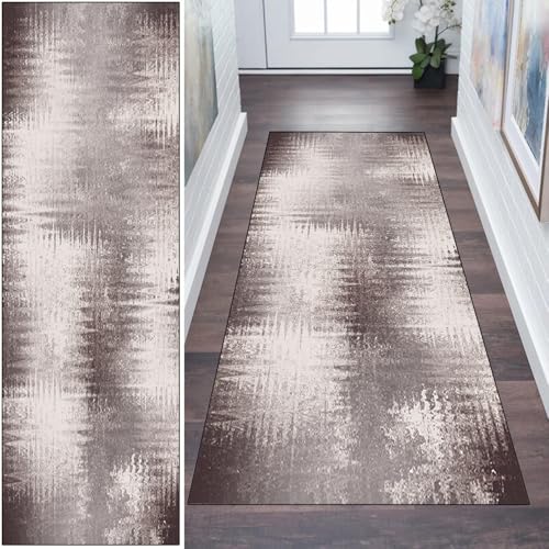 WLNYQF Teppich Läufer Flur Küche 100x450cm,Modern rutschfest Waschbar Küchenläufer Flurläufer,Weißes braunes Kunstmuster Teppichläufer für Korridor,Schlafzimmer,Innen Wohnzimmer WLNYQF Teppich Läufer Flur Küche 100x450cm,Modern rutschfest Waschbar Küchenläufer Flurläufer,Weißes braunes Kunstmuster Teppichläufer für Korridor,Schlafzimmer,Innen Wohnzimmer von WLNYQF