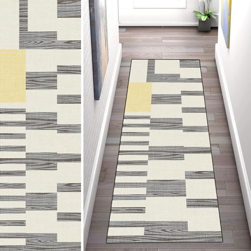 WLNYQF Teppich Läufer Flur Küche 110x500cm,Modern rutschfest Waschbar Küchenläufer Flurläufer,Gelb-Grau Kunstmuster Teppichläufer für Korridor,Schlafzimmer,Innen Wohnzimmer WLNYQF Teppich Läufer Flur Küche 110x500cm,Modern rutschfest Waschbar Küchenläufer Flurläufer,Gelb-Grau Kunstmuster Teppichläufer für Korridor,Schlafzimmer,Innen Wohnzimmer von WLNYQF