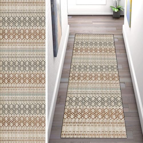 WLNYQF Teppich Läufer Flur Küche 120x450cm,Modern rutschfest Waschbar Küchenläufer Flurläufer,Böhmischer Stil - Braun Schwarz Teppichläufer für Korridor,Schlafzimmer,Innen Wohnzimmer WLNYQF Teppich Läufer Flur Küche 120x450cm,Modern rutschfest Waschbar Küchenläufer Flurläufer,Böhmischer Stil - Braun Schwarz Teppichläufer für Korridor,Schlafzimmer,Innen Wohnzimmer von WLNYQF