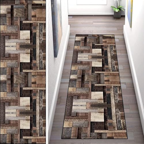 WLNYQF Teppich Läufer Flur Küche 120x450cm,Modern rutschfest Waschbar Küchenläufer Flurläufer,Holzplattenmuster simulieren Teppichläufer für Korridor,Schlafzimmer,Innen Wohnzimmer WLNYQF Teppich Läufer Flur Küche 120x450cm,Modern rutschfest Waschbar Küchenläufer Flurläufer,Holzplattenmuster simulieren Teppichläufer für Korridor,Schlafzimmer,Innen Wohnzimmer von WLNYQF