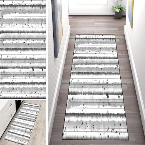 WLNYQF Teppich Läufer Flur Küche 50x100cm,Modern rutschfest Waschbar Küchenläufer Flurläufer,Bohemian Style-Grau Teppichläufer für Korridor,Schlafzimmer,Innen Wohnzimmer von WLNYQF