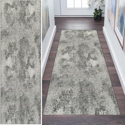 WLNYQF Teppich Läufer Flur Küche 50x200cm,Modern rutschfest Waschbar Küchenläufer Flurläufer,Grau Tinte Stil Kunstmuster Teppichläufer für Korridor,Schlafzimmer,Innen Wohnzimmer von WLNYQF