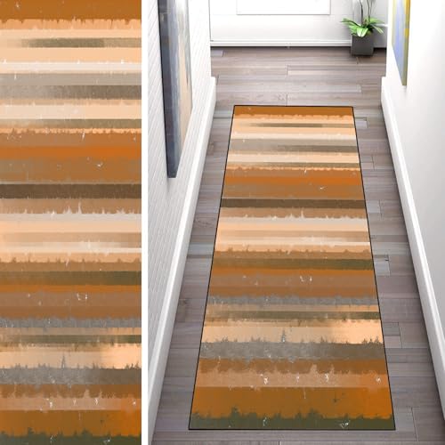 WLNYQF Teppich Läufer Flur Küche 60x90cm,Modern rutschfest Waschbar Küchenläufer Flurläufer,Böhmischer Stil - Gelb-Braun Teppichläufer für Korridor,Schlafzimmer,Innen Wohnzimmer von WLNYQF