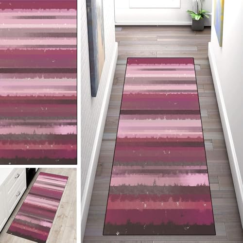 WLNYQF Teppich Läufer Flur Küche 70x270cm,Modern rutschfest Waschbar Küchenläufer Flurläufer,Böhmischer Stil - Rosenrot Teppichläufer für Korridor,Schlafzimmer,Innen Wohnzimmer von WLNYQF