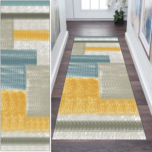 WLNYQF Teppich Läufer Flur Küche 90x480cm,Modern rutschfest Waschbar Küchenläufer Flurläufer,Kunstmuster goldenes blaues graues Teppichläufer für Korridor,Schlafzimmer,Innen Wohnzimmer WLNYQF Teppich Läufer Flur Küche 90x480cm,Modern rutschfest Waschbar Küchenläufer Flurläufer,Kunstmuster goldenes blaues graues Teppichläufer für Korridor,Schlafzimmer,Innen Wohnzimmer von WLNYQF