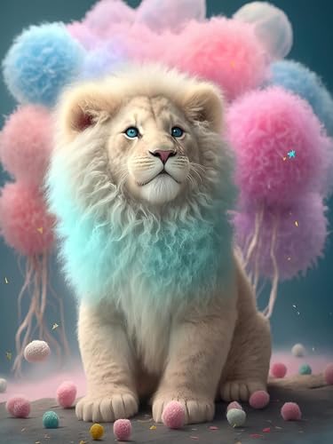 Diamond Painting Diamant Painting Bilder Lion Pink DIY Diamant malerei Kits DIY Kreuz Stickerei Wohnzimmer Schlafzimmer Zauberstab Und Eingang Dekoration von WLOT