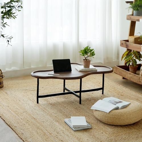 WLOWS Cloud-Shaped Coffee Table Made of Wood with modern Metal Frame, Suitable for Various Interior Styles, 90 x 54 x 40 cm von WLOWS
