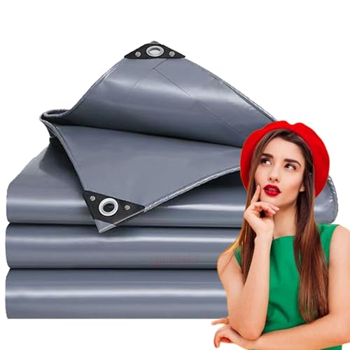 WLRHGl Plane Abdeckplane Tarp, 3.5 x 8 m Gewebeplane PVC Plane Schutzplane Industrie Abdeckung für Gartenmöbel Pool Auto Holz LKW Boot WLR010, Grau von WLRHGl
