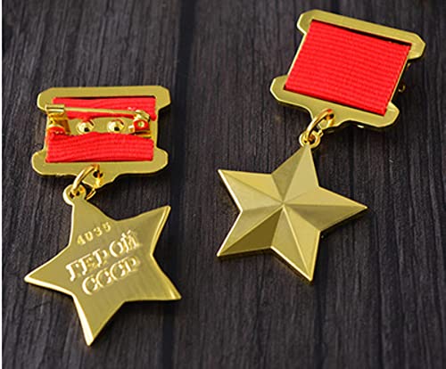 WLTY Stalin Gold Star Medaille Russischer Zweiter Weltkrieg UDSSR Sowjetische Fünf-Sterne-Medaille der Arbeit mit Stecknadeln CCCP-Abzeichen von WLTY